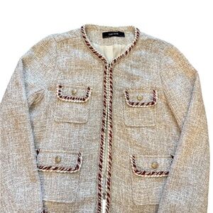 Zara Braided Trim Tweed Jacket - Old Money Aesthetic